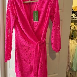 Lilly Pulitzer new hot pink lace romper size S